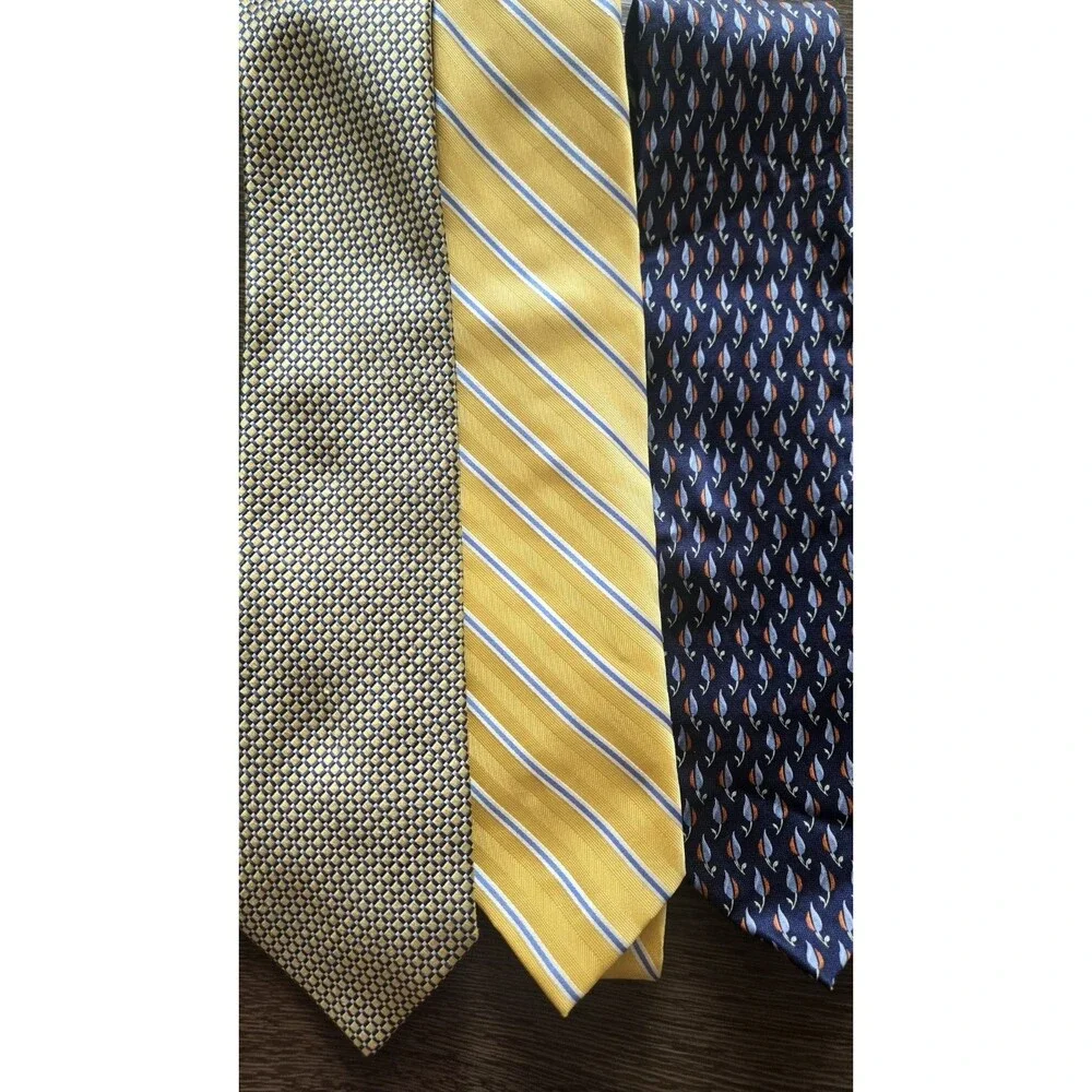 Nautica Men's 3-Piece Classic Tie Lot – Multicolor Striped w/ Logo Accents